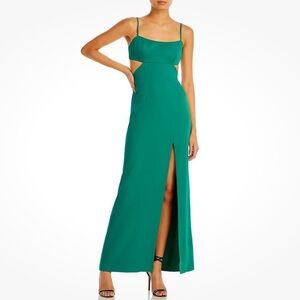 NWT AQUA Sleeveless High Slit Cut Out Back Lined Evening Dress Gown Size 4